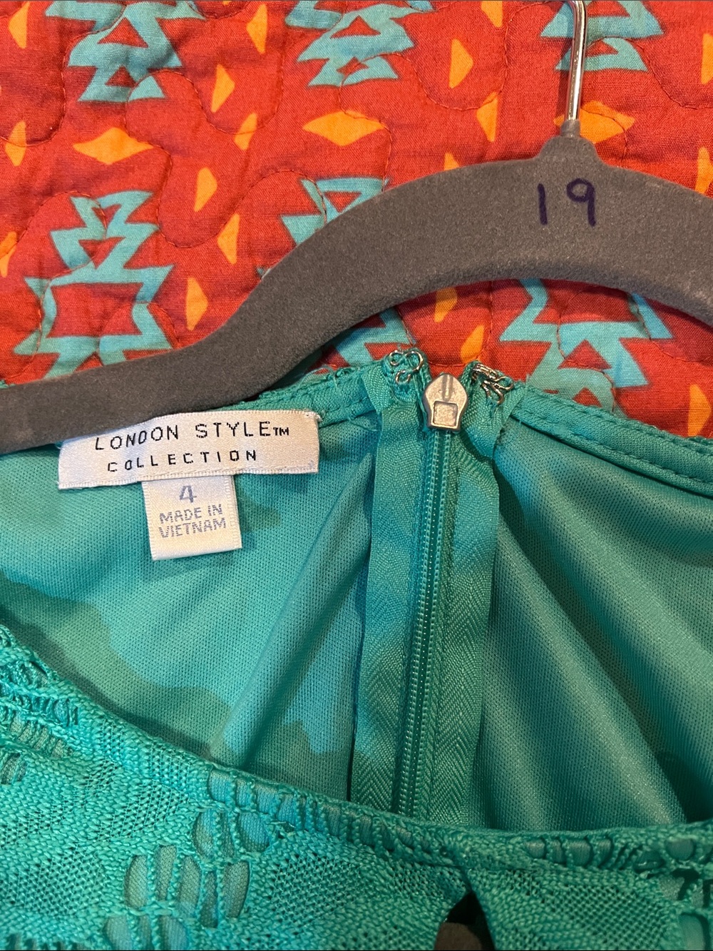London Style Teal Crochet Midi Dress - Picture 9 of 11